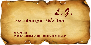 Lozinberger Gábor névjegykártya